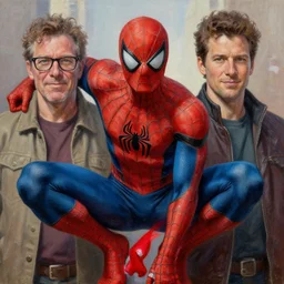 photorealistic, hyperdetailed, oil painting of spider - man, by todd mcfarlane, by steve ditko, by john romita jr.