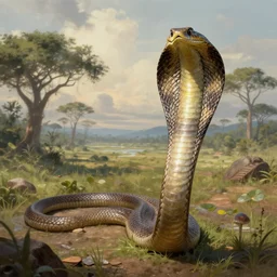 a king cobra indian landscape, fantasy, highly detailed, art by greg rutkowski