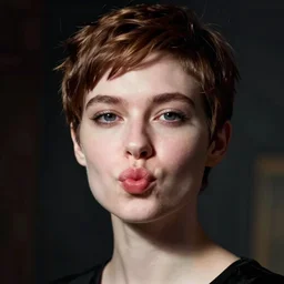 portrait of a beautiful irish coquette pixie, pouty lips, pale skin, pug nose, in a style blend of greg rutkowski and gaston bussiere and artgerm, cinematic lighting, sharp focus, photorealistic