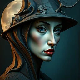 3 d cell shaded portrait painting of moon witch, 3 d cell shaded cubism, in the style of picasso, elegant, highly detailed, artstation, art by picasso 3 d cell shaded unreal engine