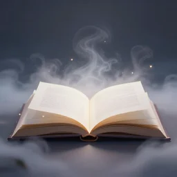 opened book with magical fog around it, digital art