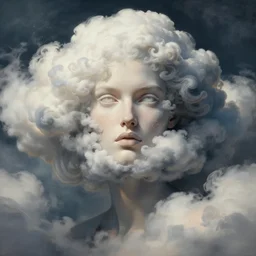 fashion model in the clouds, face made out of clouds, dramatic, intricate, elegant, highly detailed, digital painting, artstation, concept art, smooth, sharp focus, illustration, art by gustave dore, octane render, in the style of peter mohrbacher