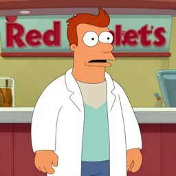 realistic portrait of Dr. Zoidberg from Futurama posing in front of a Red Lobster