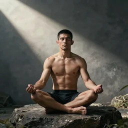 An MMA fighter meditating