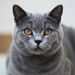 photograph of a blue cat, detailed, high quality
