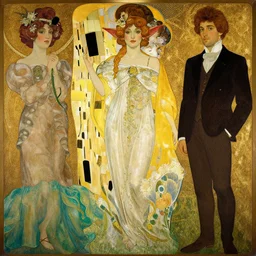 an elf princess by Alphonse Mucha, Gustav Klimt  and edgar maxence