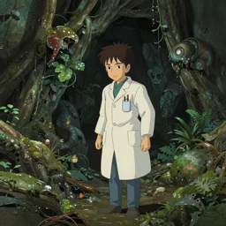 a scientist exploring a wet and fleshy cave in the style of studio ghibli in the style of junji ito trending on artstation deviantart pinterest furaffinity detailed realistic hd 8 k high resolution