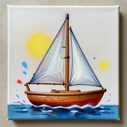 toy sailboat as graffiti art on a canvas by lee, spray paint, cinematic, high detail, hyperrealism, photo realistic, masterpiece, centered, trending on artstation