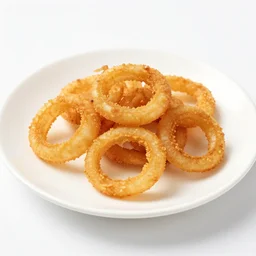 fried onion slices on a white plate, studio lighting, 3 5 mm, photography, detailed, 8 k