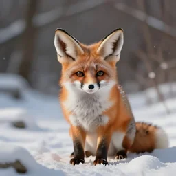 Baroque painting of a cute fennec fox in a winter wonderland, artstation, exquisite detail