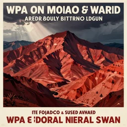 landscape with red mountains, wpa poster