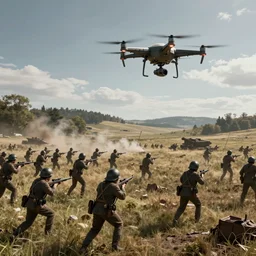 a civil war era army ready to engage, drone shot, daylight, raytracing, unreal engine, dramatic lighting, artstation, cinestill colour, anamorphic