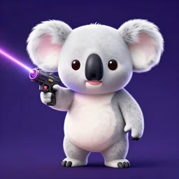 white koala holding a laser gun, digital art, guardians of the galaxy style, centred award winning 4K