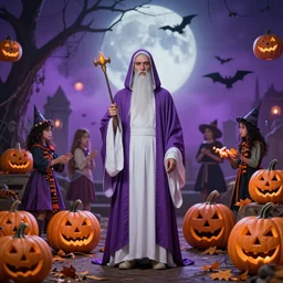 a god looking over humanities'mistakes, photorealistic, colorful, wide angle portrait, halloween