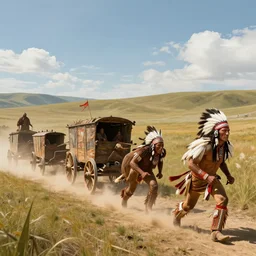 fantasy art hyper ultra 4 k photo sioux indians attacking wagon train - n 4
