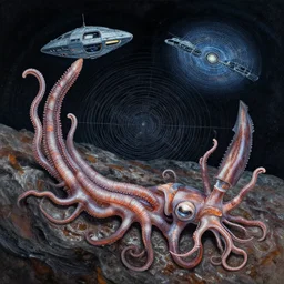 alienus persona, expressio, subconscious, onscientia, phantastica, realia, aliena, nudibranch, squidworm in symbiosi crusta, uspaceship nocturno pellucens, cerebri, mollis, exesa, artificia, vortices microform, fluida singula,, by peter mohrbacher, fengh