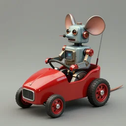 adventurer ( ( ( ( ( 1 9 5 0 s retro future robot android mouse cart. muted colors. ) ) ) ) ) by jean baptiste monge!!!!!!!!!!!!!!!!!!!!!!!!! chrome red
