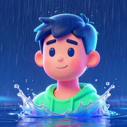 splashes of neon, cartoon portrait made out of rain, trending on artstation, epic composition, emotional, beautiful, rendered in octane, unreal engine, highly detailed, realistic, galaxy background