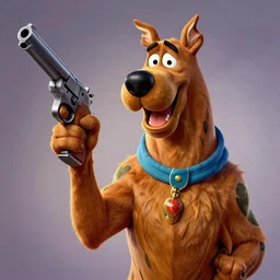 Scooby Doo holding a gun, by norman rockwell, no text,  trending on artstation, highly detailed, 8k, beautiful, dynamic lighting, realistic fur