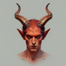 a post - minimalism portrait of maniac evil looking devil with very long horns vibrant color scheme, highly detailed, in the style of romanticism, cinematic, artstation, moebius, greg rutkowski