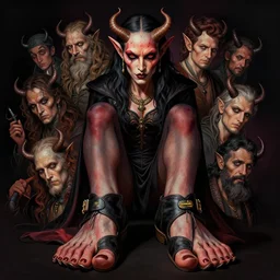 portrait of a demon wearing toe shoes ( vibram five fingers ), digital art, technicolor, grim - lighting, high - contrast, intricate, elegant, highly detailed, centered, digital painting, artstation, concept art, smooth, sharp focus, illustration, artgerm, tomasz alen kopera, peter mohrbacher, donato giancola, joseph christian leyendecker, wlop, boris vallejo