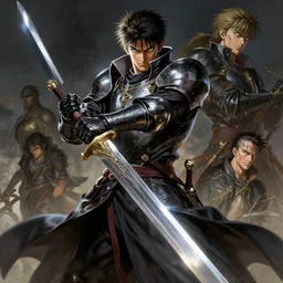 a knight with a large sword, advanced lighting technology, digital painting masterpiece by kentaro miura and frank frazetta, hyper detailed, realism, gorgeous, beautiful, 4 k manga wallpaper, inspired by berserk, elden ring concept art