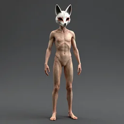 highly detailed render of a man wearing a skull fox mask, full body, two arms two legs, vray render, unreal engine, highly detailed faces, thin body,