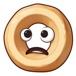 a large nut with two eyes and a mouth looks with condemnation, cartoon, colourful