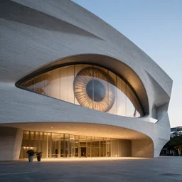 exterior eye level view of a museum, contemporary architecture, details, lighting, extreme detailed, realistic, photorealism, volumetric lighting, global illumination, octane renderer, 8 k