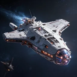 spaceship in space, glowing, grim, jaw - dropping, dynamic lighting, intricate, 4 k octane rendering - s 1 2 7 3 4 6 7 5 7 8