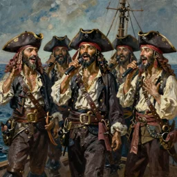 “a group of ornate sirens singing pirates to shipwreck, cinematic lighting, detailed oil painting, hyperrealistic, 8k”