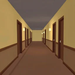 hotel hallway from a playstation 1 game, low poly graphics, liminal space