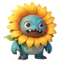 Sunflower goblin monster, semi realistic, anime art style, trending on art station