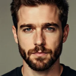 beautiful portrait of a man with a short-beard (looking like joshua jackson), in the style of Enki Bilal and Joe Jusko and Alex Ross, trending on artstation