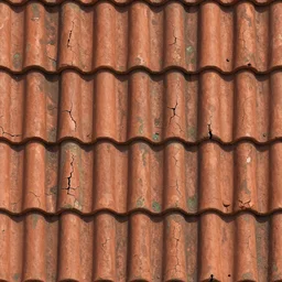 seamless tileable texture of old cracked terracotta roof, realistic, very detailed, beautiful, intricate details, sharp focus, substance designer, digital painting, substance render, substance painter, marmoset, studio ghibli, hayao miyazaki, unreal engine, octane render