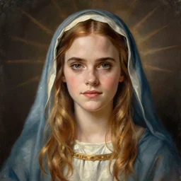 emma watson portrait as virgin mary painting