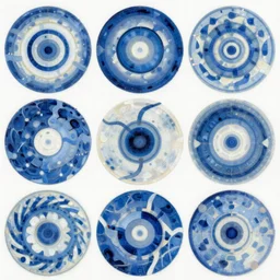 circles abstract collage, intricate oil painting by wassily kandinsky, trending on artstation, blue white palette