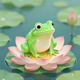 a transparent frog standing on a lotus, digital art, trending on artstation
