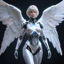 cyborg female angel, digital art, ray tracing