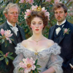 queen of magnolias by jeremy lipkin, john berkey, claude monet, dino valls, rule of thirds, seductive look, beautiful