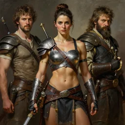 a portrait of a fit female warrior by Ross Tran and Thomas Cole and Wayne Barlowe