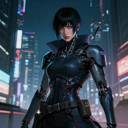 portrait of a fierce dangerous cyberpunk hacker android samurai in neotokyo at night, futuristic cyberpunk tokyo night, sci - fi and fantasy, intricate and very beautiful, highly detailed, digital painting, artstation, concept art, smooth and sharp focus, illustration, art by tian zi and wlop and alphonse mucha
