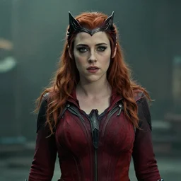 a film portrait still of kristen stewart as scarlet witch, gritty cyberpunk atmosphere. realism, cinematic lighting, beautiful gothic fantasy photorealistic, 4 k. 8 mm. grainy. panavision.