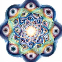 unfurling expanding geometric tessellation with eyes and energy, psychedelic yahoo lusaka raqib shaw alex grey pablo amaringo
