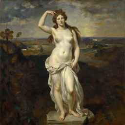 classic oil painting, afrodita, full body, dressed beautiful, beautiful, in style of thomas ruff