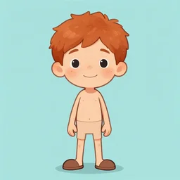 short ginger kid, freckled, skinny, cartoon