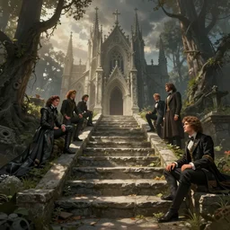stone steps fantasy landscape artstation by emilia dziubak, will terry, greg olsen, chris mars, ann long, and mark brooks, dramatic, fairytale, art nouveau, victorian, neo - gothic, gothic,, storybook design