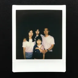 a polaroid family photo, ominous