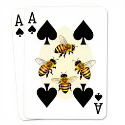 5 of bees, poker playing card