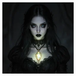 elegant gothic girl with glowing pendant, digitally coloured, by caestrad, collin estrada, instagram, deep blacks, high contrast, hasselblad, intense lighting, artstation, highly detailed, confident, ultra detailed, soft focus, artgerm, chris cold